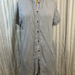 AllSaints Light Gray Short-Sleeve Button-Down Shirt Dress